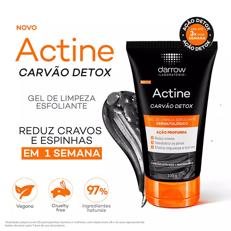 Actine Carvão Detox Gel De Limpeza Esfoliante Dermatológico