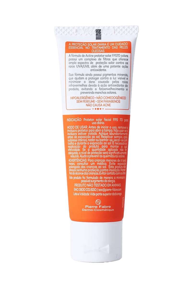 Actine Solar Protetor Solar FPS 70 Pele Morena Mais 40g